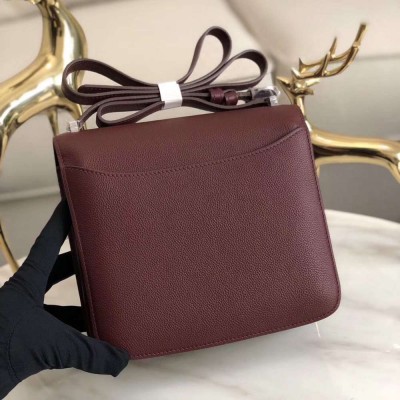 Hermes 2002 20cm Bag In Bordeaux Evercolor Calfskin