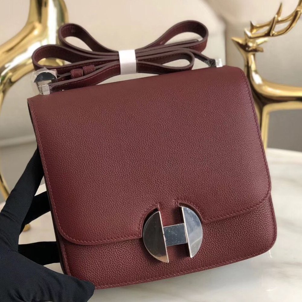 Hermes 2002 20cm Bag In Bordeaux Evercolor Calfskin