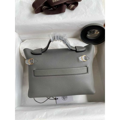 Hermes 24/24 Mini 21 Handmade Bag in Gris Meyer Evercolor Leather