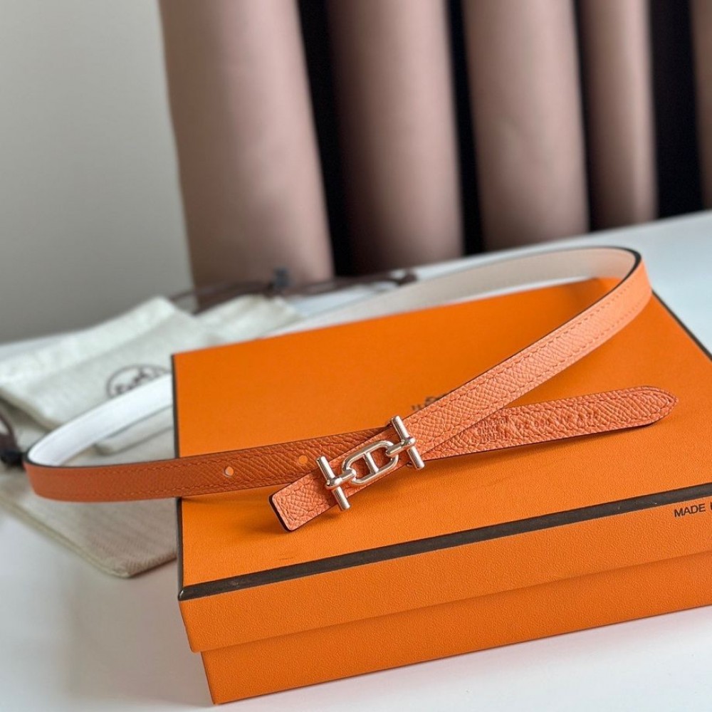 Hermes Ancre Reversible Belt 13MM in Orange Epsom Leather