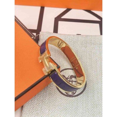 Hermes Anemone Iris Enamel Clic H Bracelet