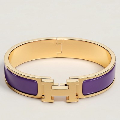 Hermes Anemone Iris Enamel Clic H Bracelet