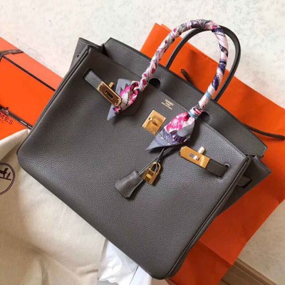 Hermes Birkin 35 Handmade Bag In Ardoise Clemence Leather