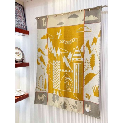 Hermes Avalon Epopee Blanket in Jaune Wool and Cashmere