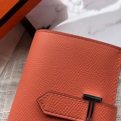 Hermes Bearn Mini Wallet In Crevette Epsom Leather