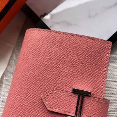 Hermes Bearn Mini Wallet In Rose Confetti Epsom Leather