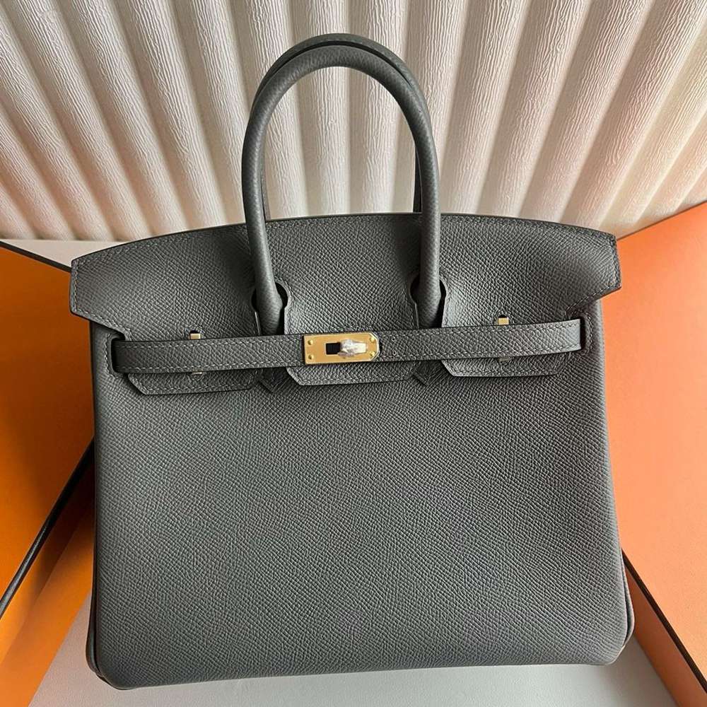 Hermes Birkin 25 Retourne Handmade Bag in Gris Meyer Epsom Calfskin