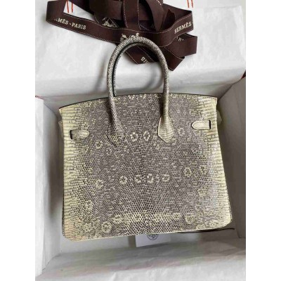 Hermes Birkin 25 Retourne Handmade Bag In Ombre Lizard Leather