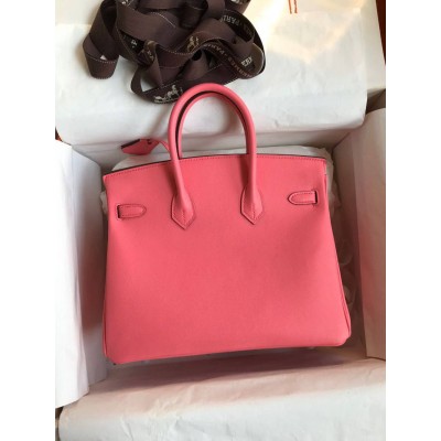 Hermes Birkin 25 Retourne Handmade Bag In Rose Lipstick Swift Calfskin