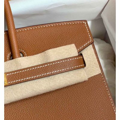 Hermes Birkin 25 Sellier Handmade Bag In Gold Epsom Calfskin