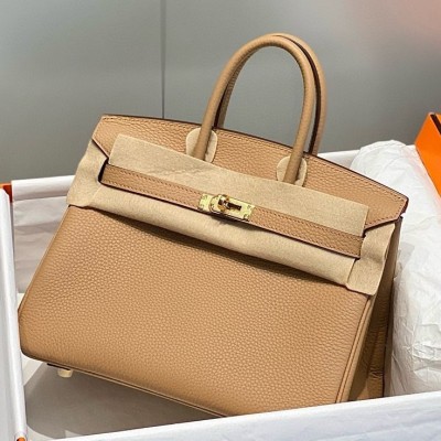 Hermes Birkin 25cm Bag In Chai Clemence Leather GHW