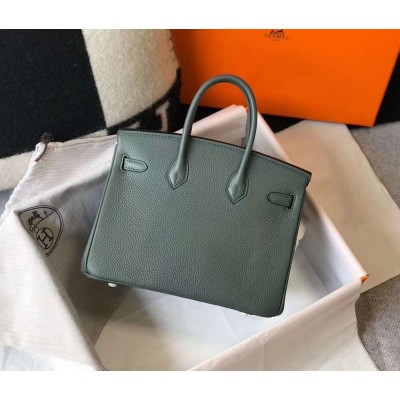 Hermes Birkin 25cm Bag In Vert Amande Clemence Leather GHW