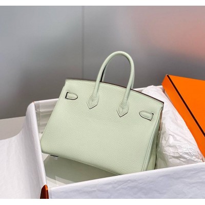 Hermes Birkin 25cm Bag In Vert Fizz Clemence Leather PHW