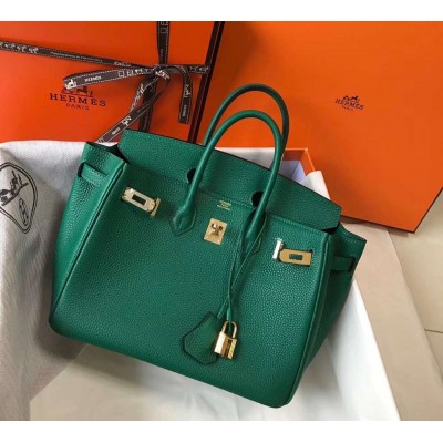 Hermes Birkin 25cm Bag In Vert Vertigo Clemence Leather GHW