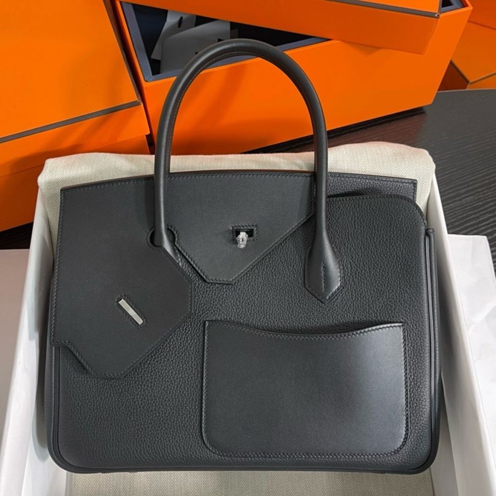 Hermes Birkin 30 en Desordre Bag in Black Swift and Clemence Leather