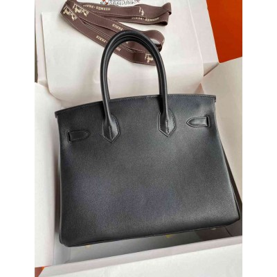 Hermes Birkin 30 Retourne Handmade Bag In Black Swift Leather