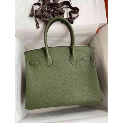 Hermes Birkin 30 Retourne Handmade Bag In Canopee Clemence Leather