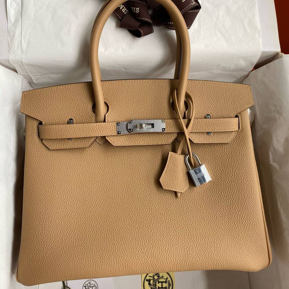 Hermes Birkin 30 Retourne Handmade Bag In Chai Clemence Leather