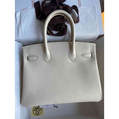 Hermes Birkin 30 Retourne Handmade Bag In Nata Clemence Leather