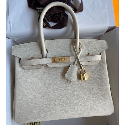 Hermes Birkin 30 Retourne Handmade Bag In Nata Clemence Leather