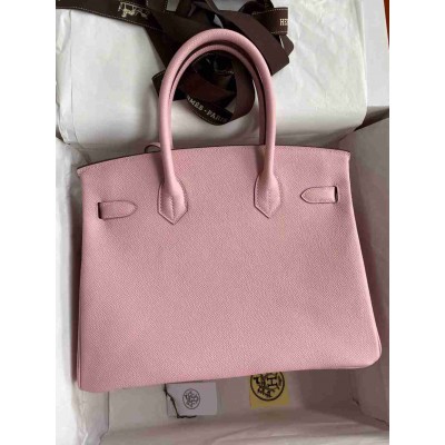 Hermes Birkin 30 Retourne Handmade Bag In Rose Sakura Epsom Calfskin