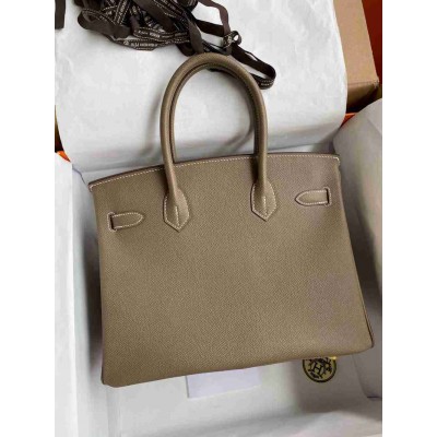 Hermes Birkin 30 Retourne Handmade Bag In Taupe Epsom Calfskin