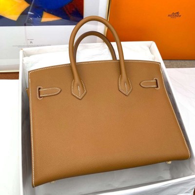 Hermes Birkin 30 Sellier Handmade Bag In Gold Epsom Calfskin