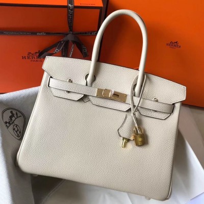 Hermes Birkin 30cm Bag In Beton Clemence Leather GHW