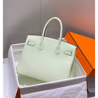 Hermes Birkin 30cm Bag In Vert Fizz Clemence Leather PHW