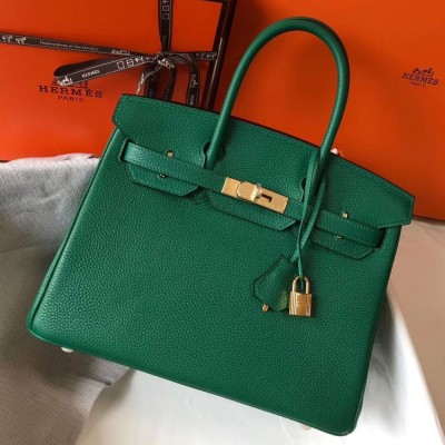 Hermes Birkin 30cm Bag In Vert Vertigo Clemence Leather GHW