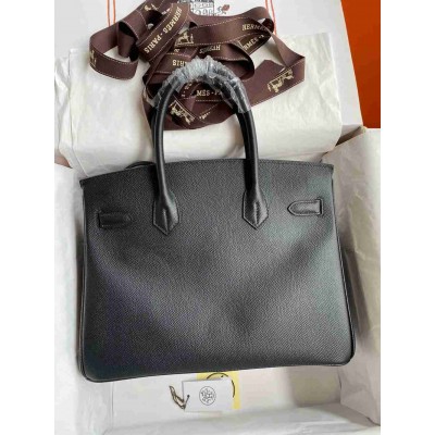 Hermes Birkin 35 Retourne Handmade Bag in Black Epsom Calfskin