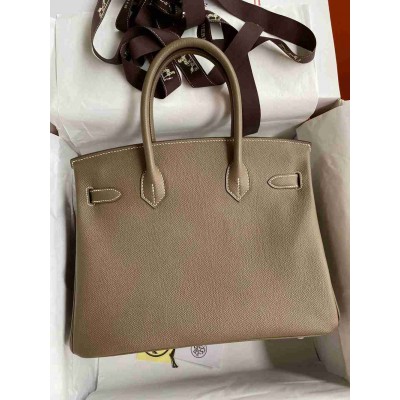 Hermes Birkin 35 Retourne Handmade Bag in Taupe Epsom Calfskin