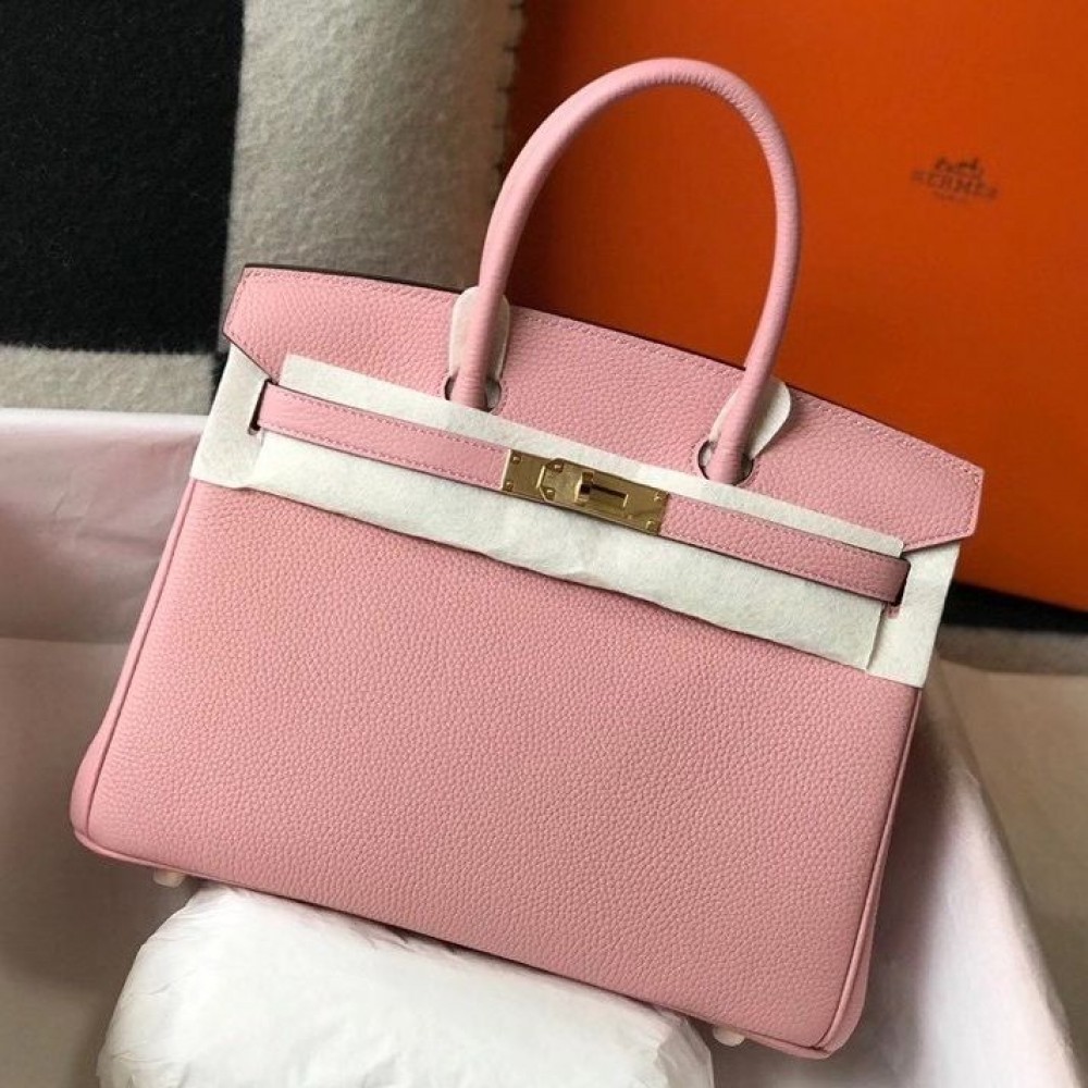 Hermes Birkin 35cm Bag In Pink Clemence Leather GHW