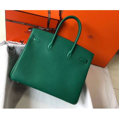 Hermes Birkin 35cm Bag In Vert Vertigo Clemence Leather GHW