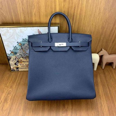 Hermes Birkin HAC 40 Handmade Bag in Blue Nuit Clemence Leather