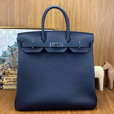 Hermes Birkin HAC 40 Handmade Bag in Blue Nuit Clemence Leather