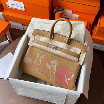 Hermes Birkin Inside Out 25 Bag in Biscuit Swift Calfskin