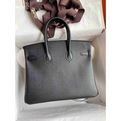 Hermes Birkin 25 Handmade Bag In Black Epsom Calfskin