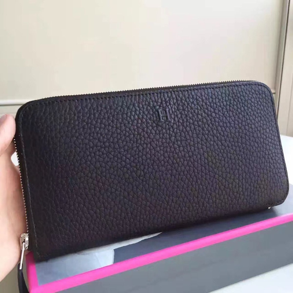 Hermes Black Clemence Azap Zipped Wallet