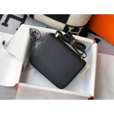 Hermes Black Constance MM 24cm Epsom Leather Bag