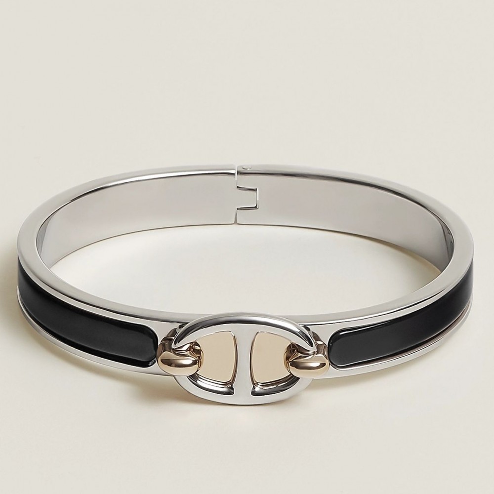 Hermes Black Mini Clic Chaine d Ancre Bracelet