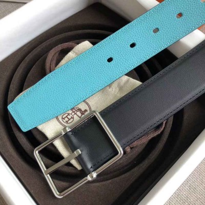 Hermes Bleu Obscur Saddle 38MM Reversible Belt