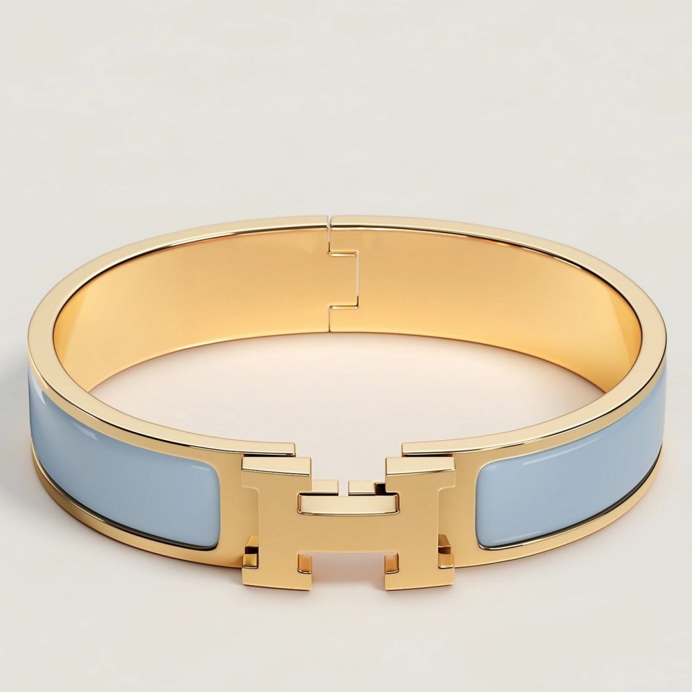 Hermes Blue Ciel Enamel Clic H Bracelet