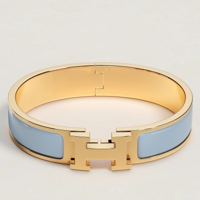 Hermes Blue Ciel Enamel Clic H Bracelet