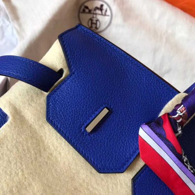 Hermes Birkin 35 Handmade Bag In Blue Electric Clemence Leather