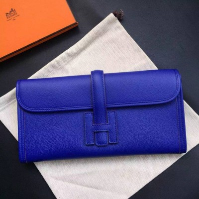 Hermes Jige Elan 29 Clutch Bag In Blue Electric Epsom Calfskin