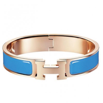 Hermes Blue Enamel Clic H PM Bracelet