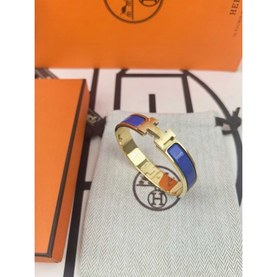 Hermes Blue Enamel Clic H Bracelet