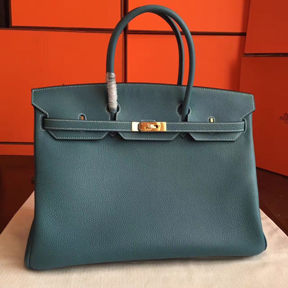 Hermes Birkin 40 Handmade Bag In Blue Jean Clemence Leather