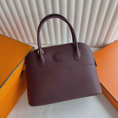 Hermes Bolide 1923 25 Handmade Bag in Bordeaux Epsom Calfskin